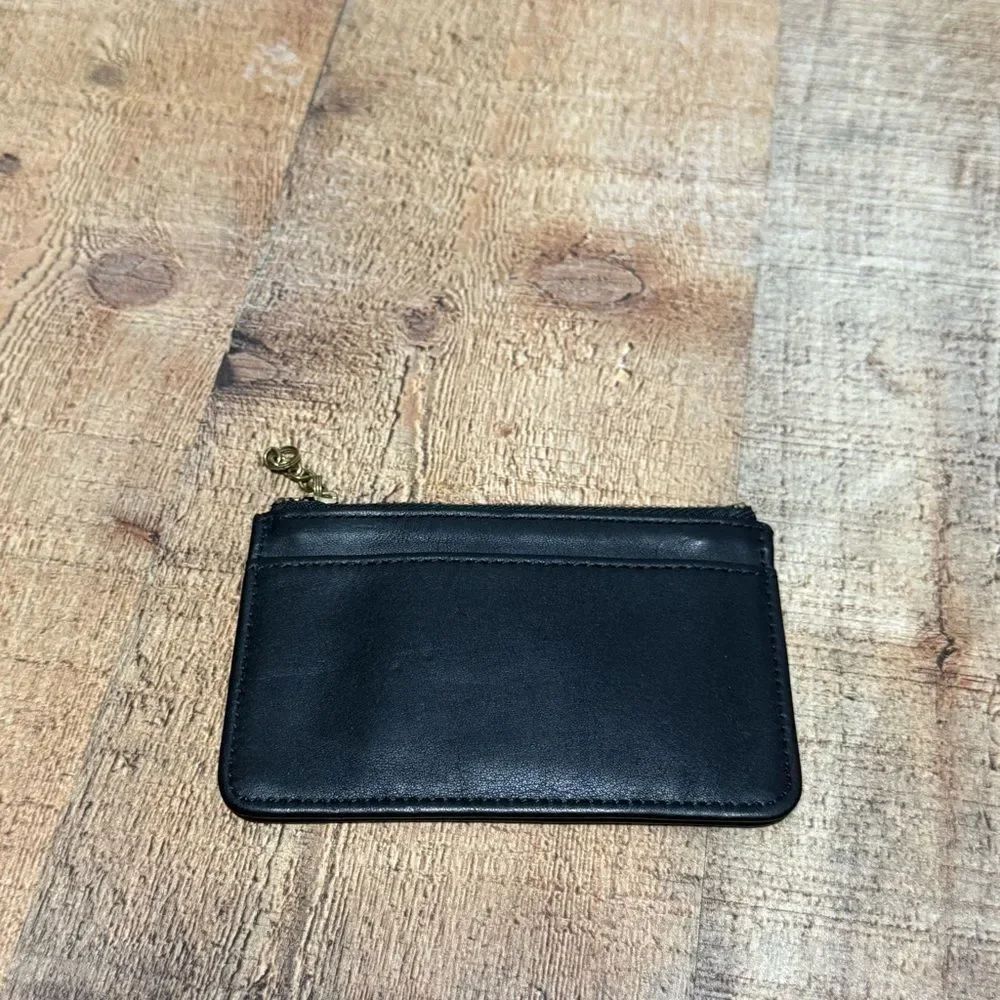 Coach Rare Black Leather Vintage Skinny Zip Pouch Case Bag Wallet